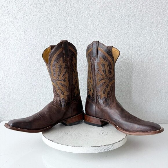 Rod Patrick Mens Cowboy Boots 12.5 A Perro Loco Brown Leather Western Square Toe - Picture 8 of 15